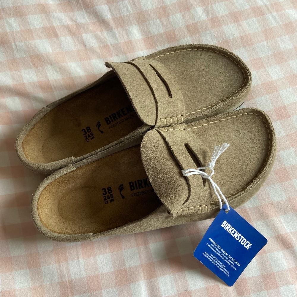 Birkenstock Naples Wrapped Bold Grip Clogs Taupe 38 - Picture 10 of 14